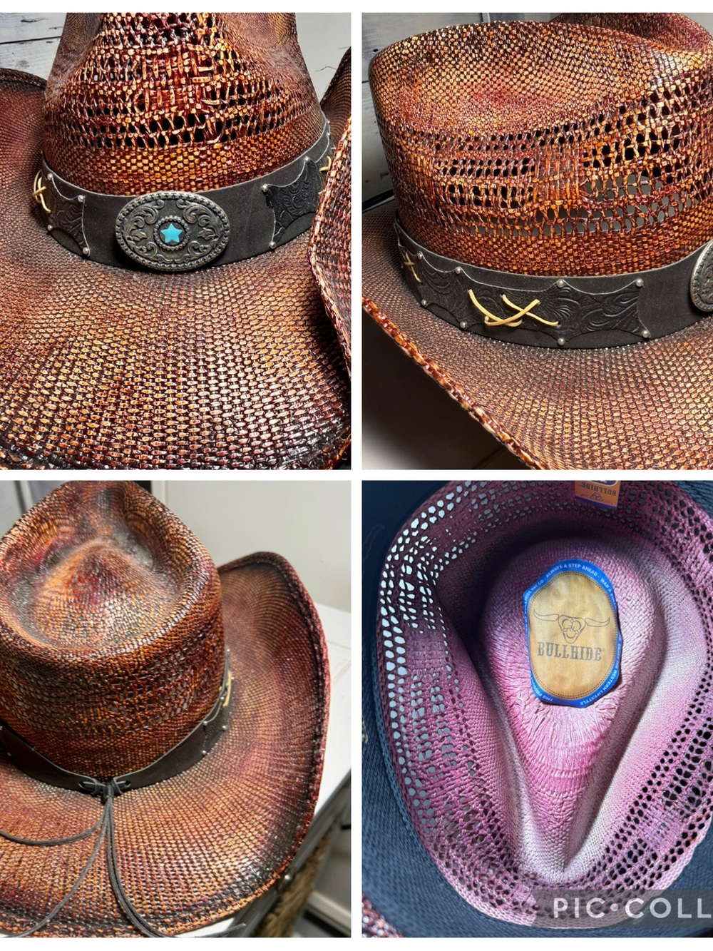Bullhide Women's Brown Bangaro Straw Cowgirl Hat with Turquoise Concho